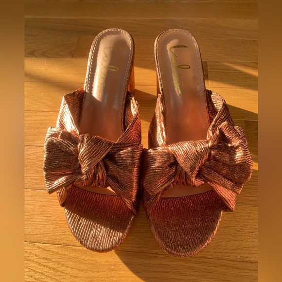 Lulus Shoes - New! Lulus Bronze Bow Mules